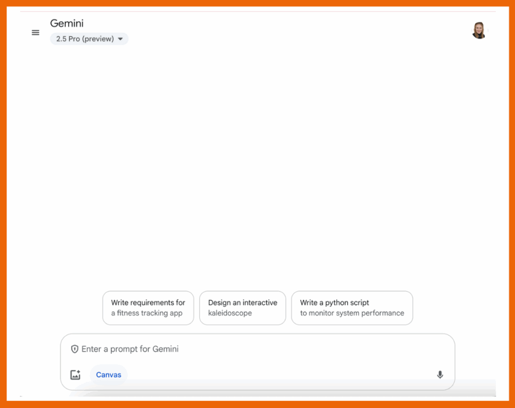 Hier nutz du Gemini Canvas