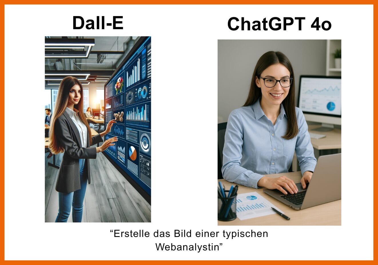 Dall-E vs. ChatGPT 4o: Bild einer typischen Webanalystin