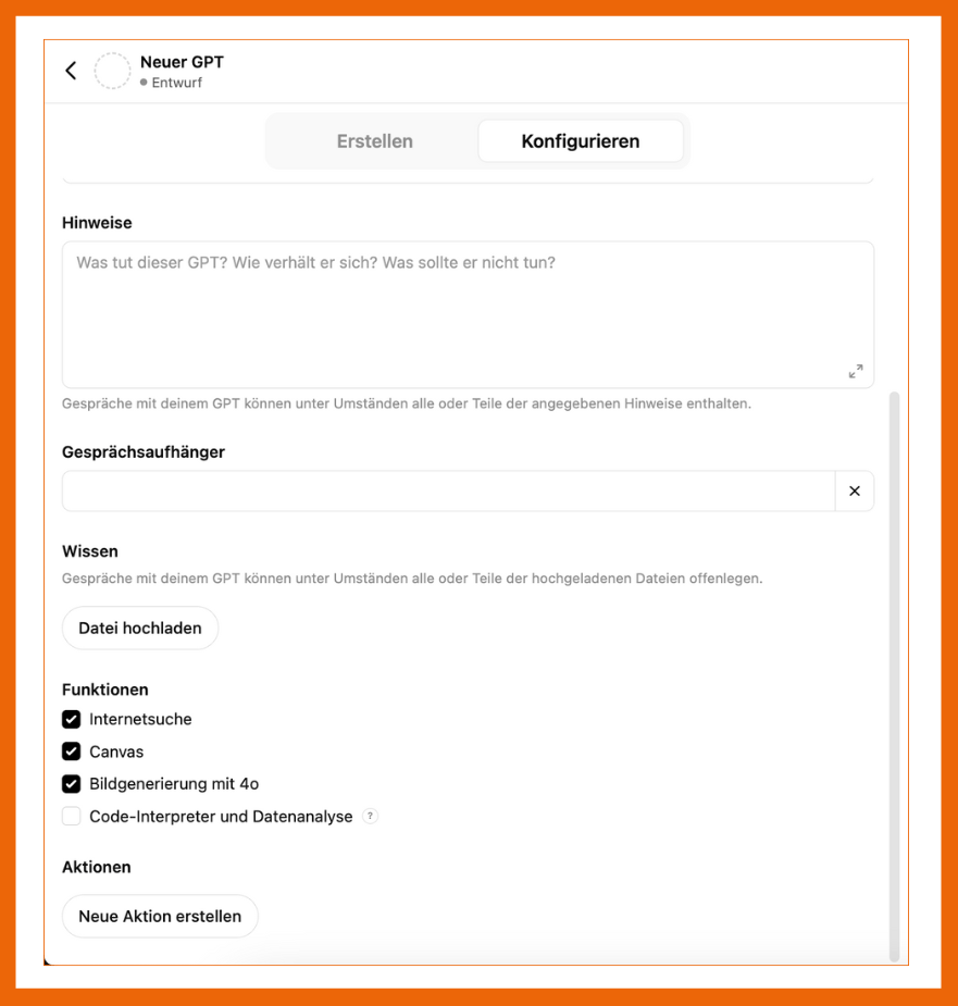 Bildgenerierung mit ChatGPT 4o in CustomGPTs aktivieren