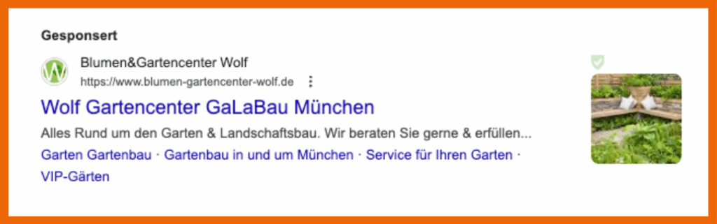 Beispiel für eine Google Ad mit Bild Asset