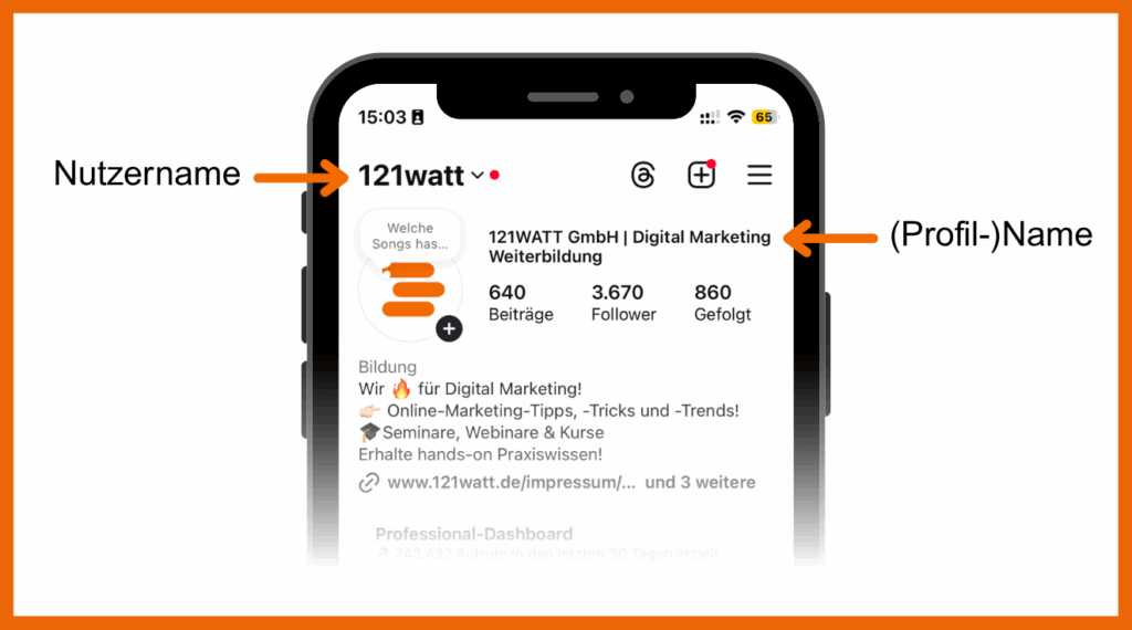 Instagram: Nutzername vs. (Profil-)Name
