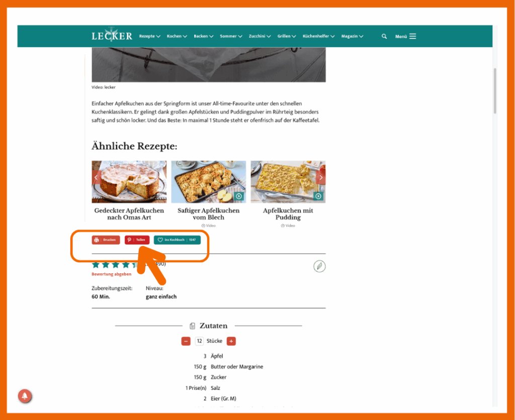 So kann der Speicher-Button von Pinterest auf einer Website aussehen.